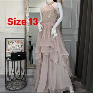 Mauve blush formal evening prom dress gown size 13